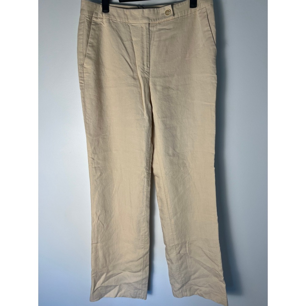 Talbots Heritage Trousers Wm 8 Beige Linen Blend Straight Leg Pants Minimal Chic